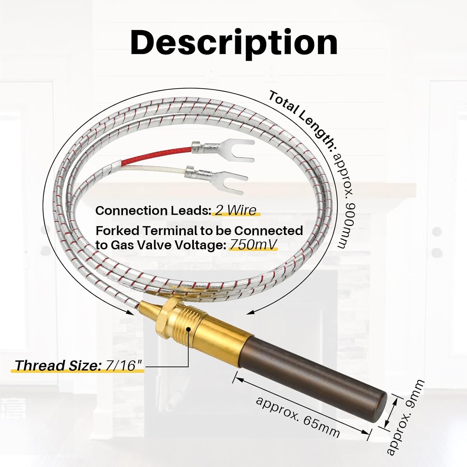 2Pack For PITCO 60125501 THERMOPILE (DEEP FRYER PARTS) 36”INCH 910MM 750 MV