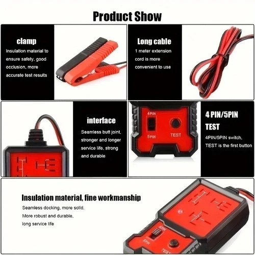 Newly-Arrived Handheld 12V Auto Relay Tester: 4 & 5 Pin Diagnostic Tool from USA