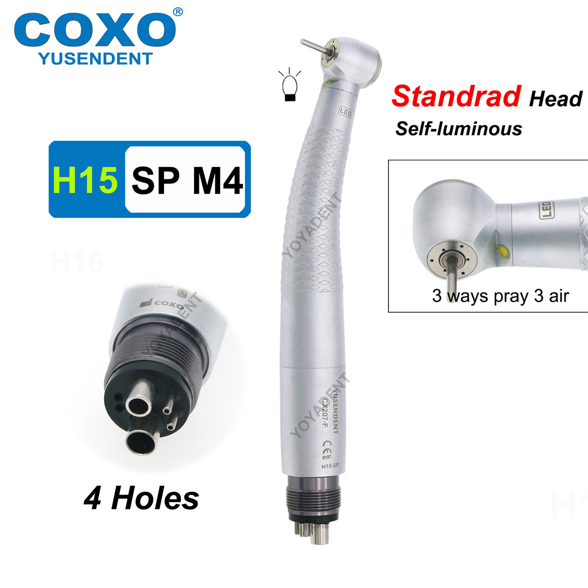 COXO Dental Fiber Optic High Speed Turbine Self-power Turbine LED 6Pin Coupling