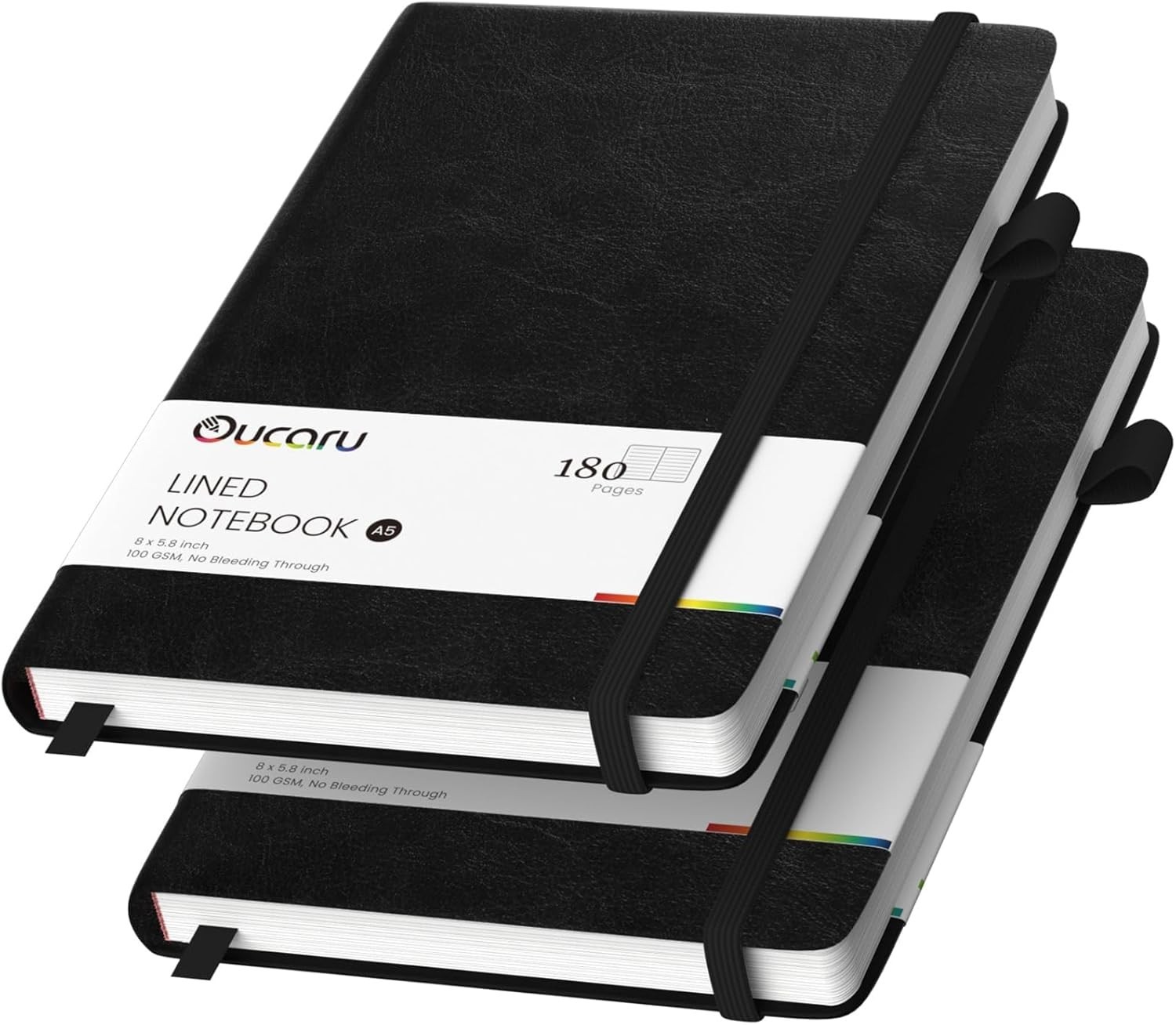 Lined Journal Notebook, 2 Pack, 180 Pages, A5 Journals for Writing, 100 GSM Thic