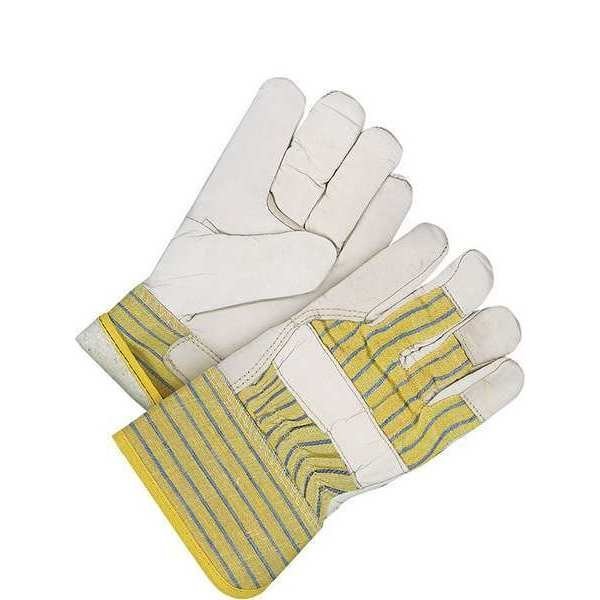 Bdg 40-9-173W Leather Gloves, Cowhide Palm, Safety Cuff, Beige / Blue/
