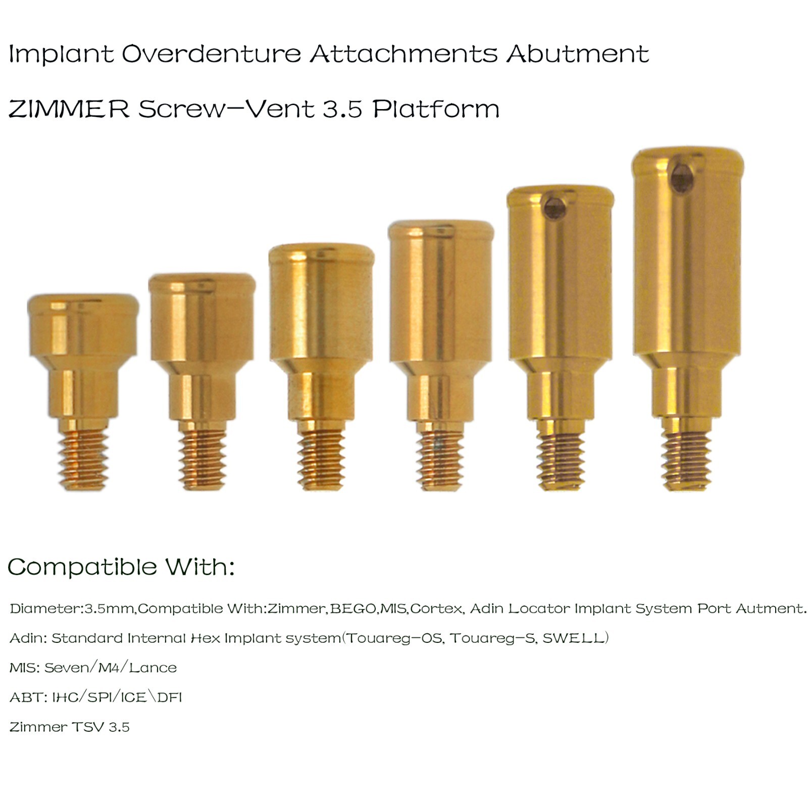 US Locator Abutment for Zimmer Tapered Screw Vent 3.5/4.5 Internal Hex Implants