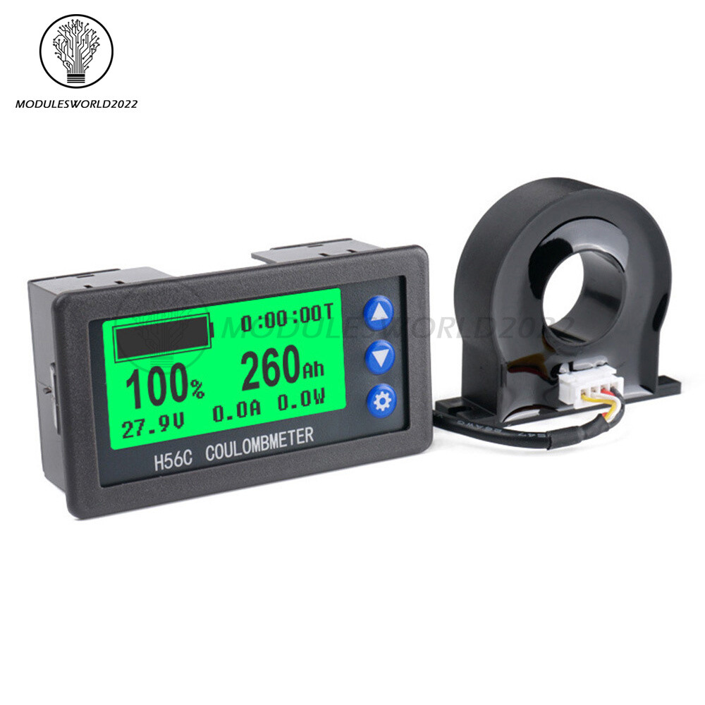 DC 9-100V 100A/400A Battery Level Monitor Hall Coulomb Meter Voltmeter Ammeter