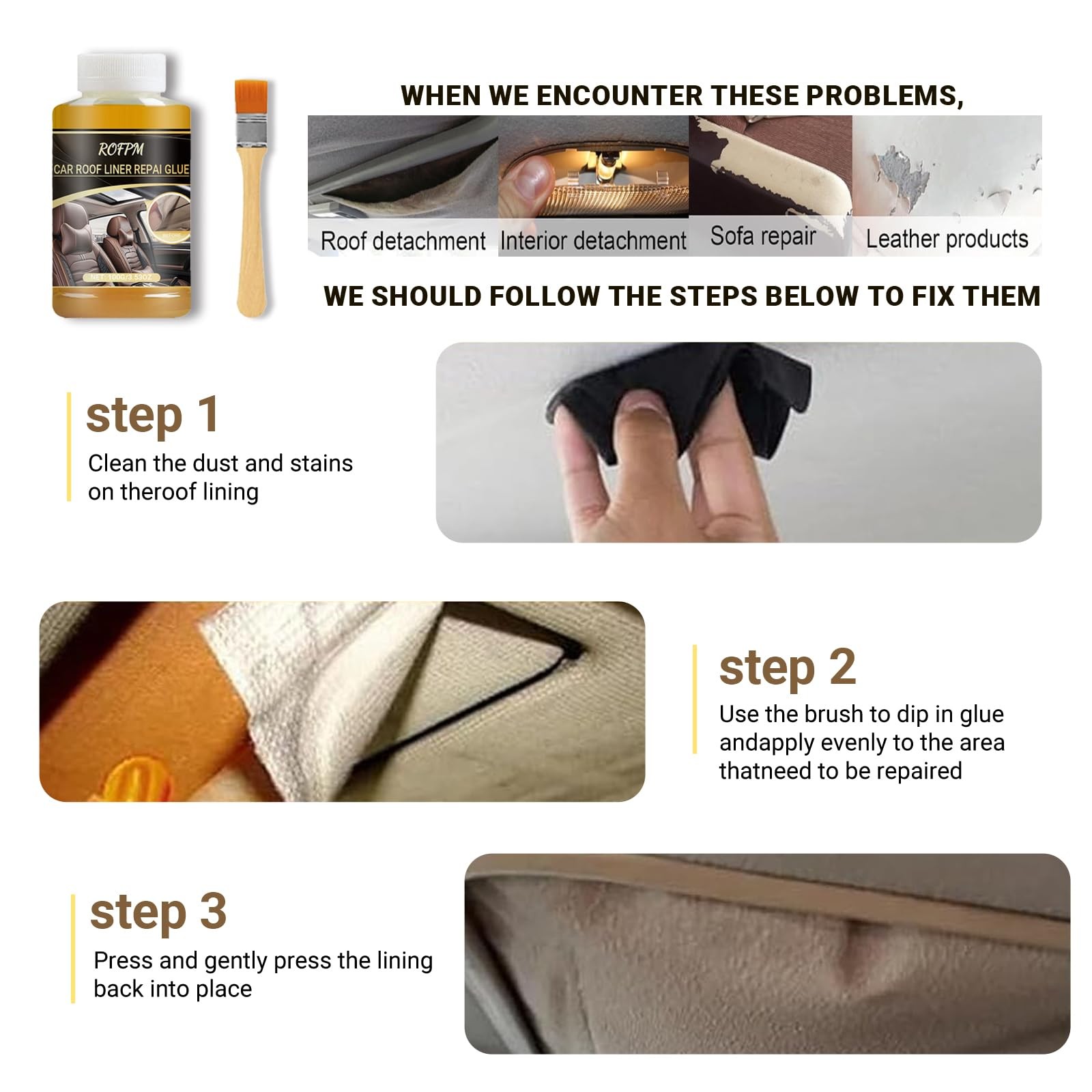 100ml Car Headliner Adhesive, Auto Headliner Glue, Car Roof Fabric Adhesive, …