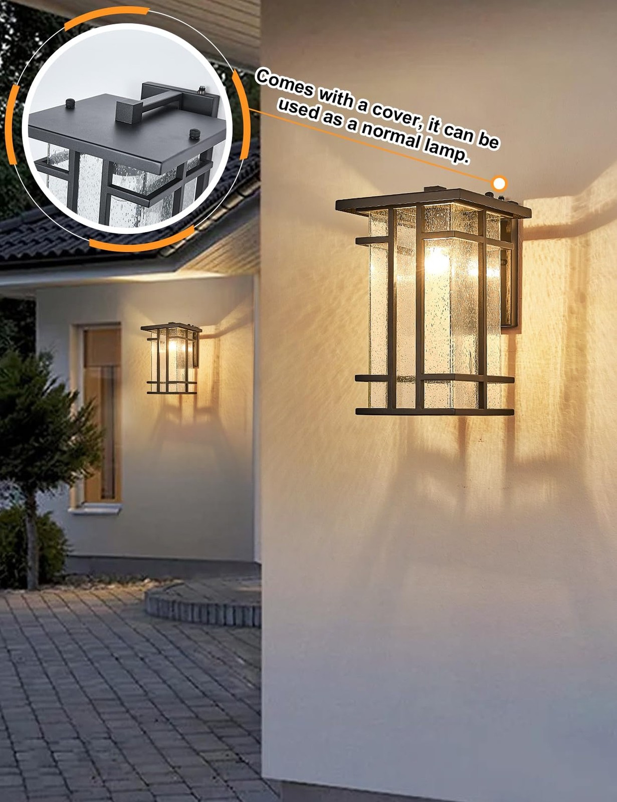Rustic Dusk to Dawn Outdoor Wall Light Fixture 13.8″H Waterproof Exterior Wal…