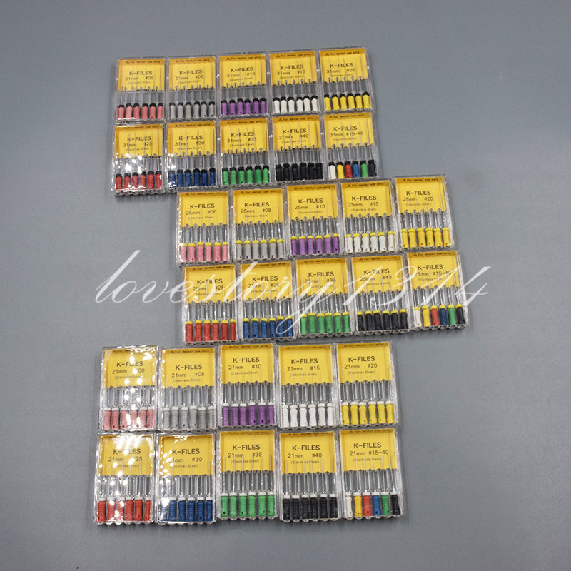 Dental Endo Root Canal Files K/H/R – FILES 21/25/31mm Stainless Steel Fit Mani