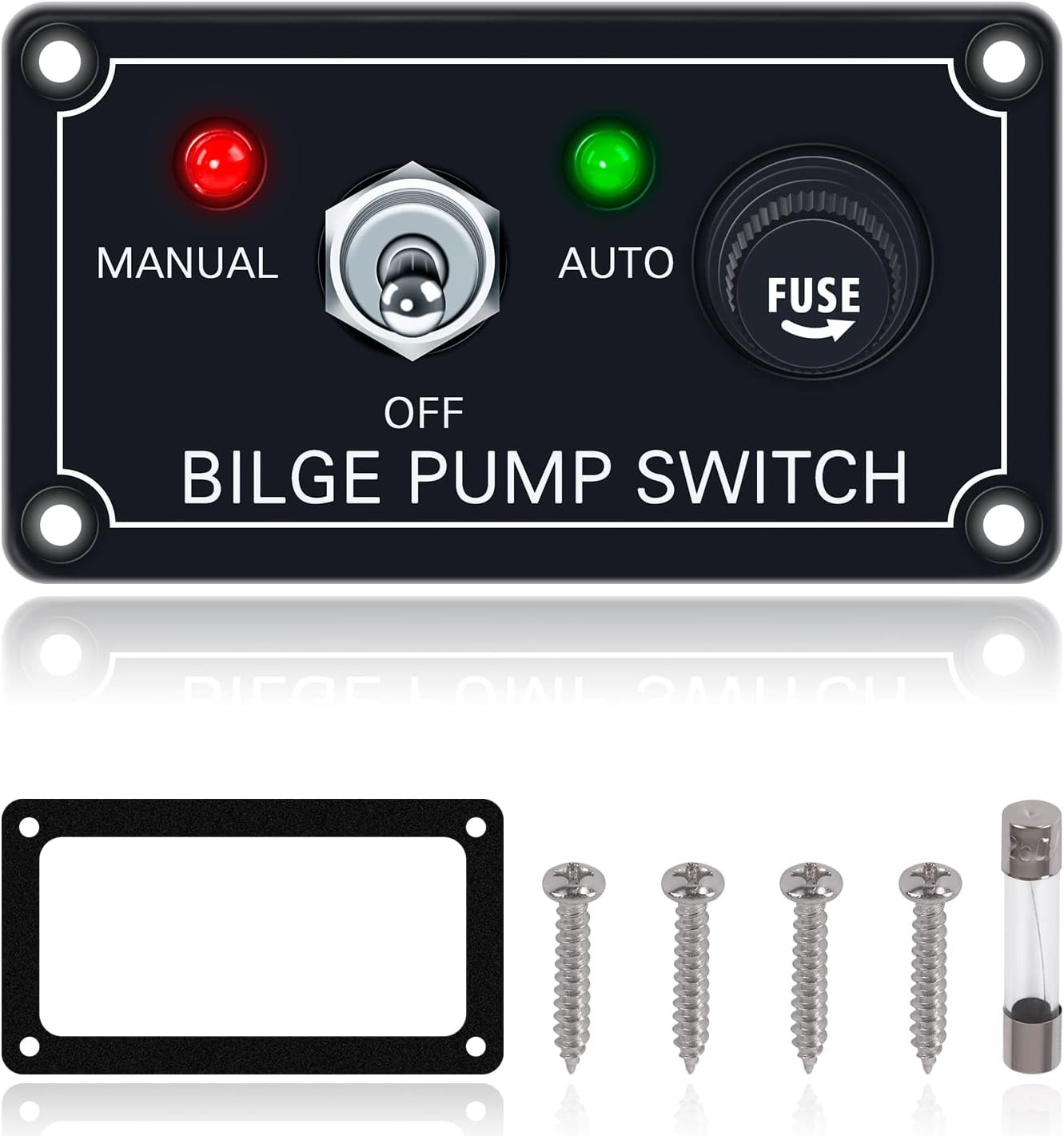 Rocker Toggle Switch Panel and Fuse DC 12V 24V Max 15A SPST On/Off Marine Switch