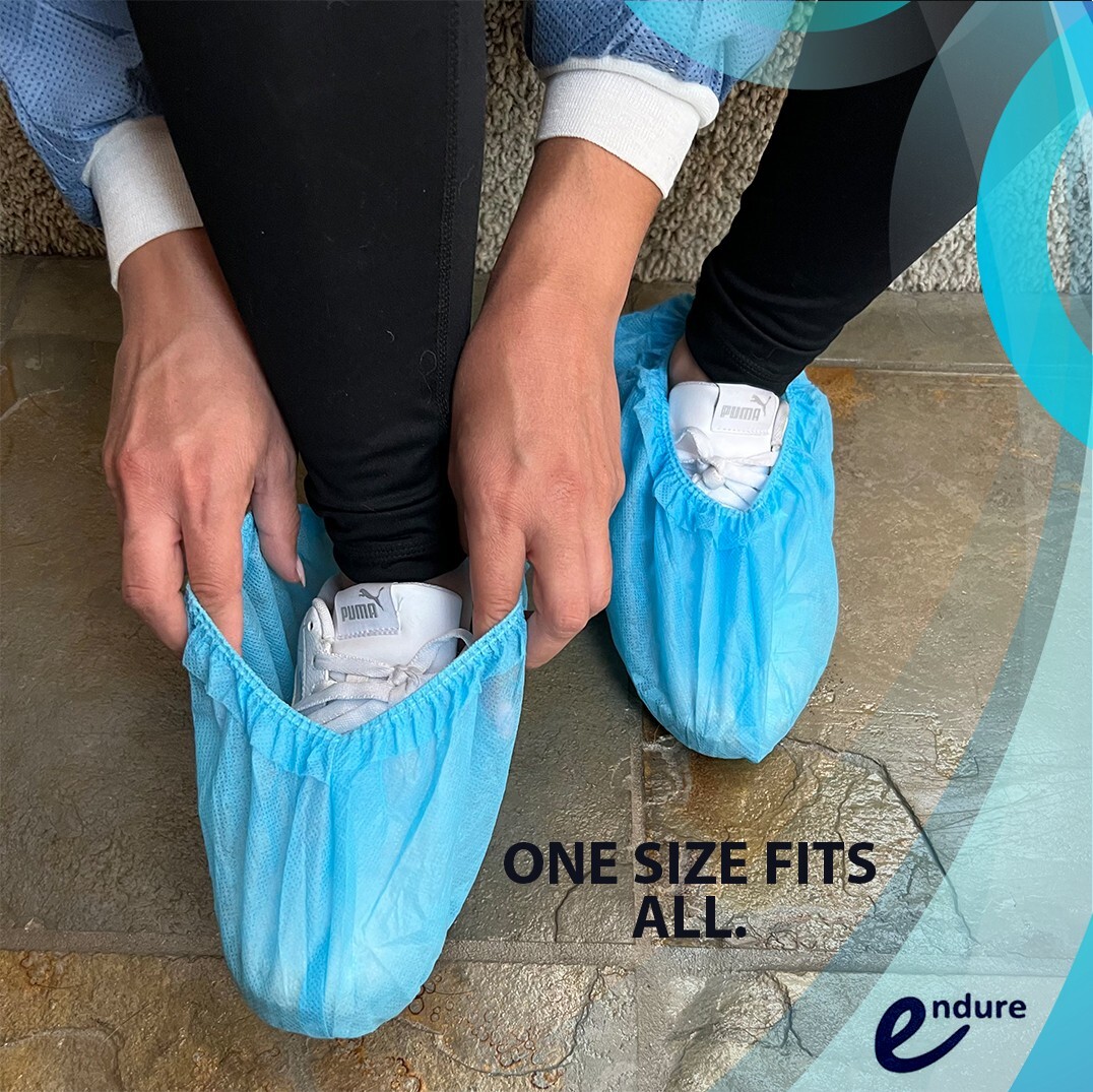 Disposable Waterproof Shoe Cover Nonwoven PP, Anti-Skid, Case of 400 Blue & Pink