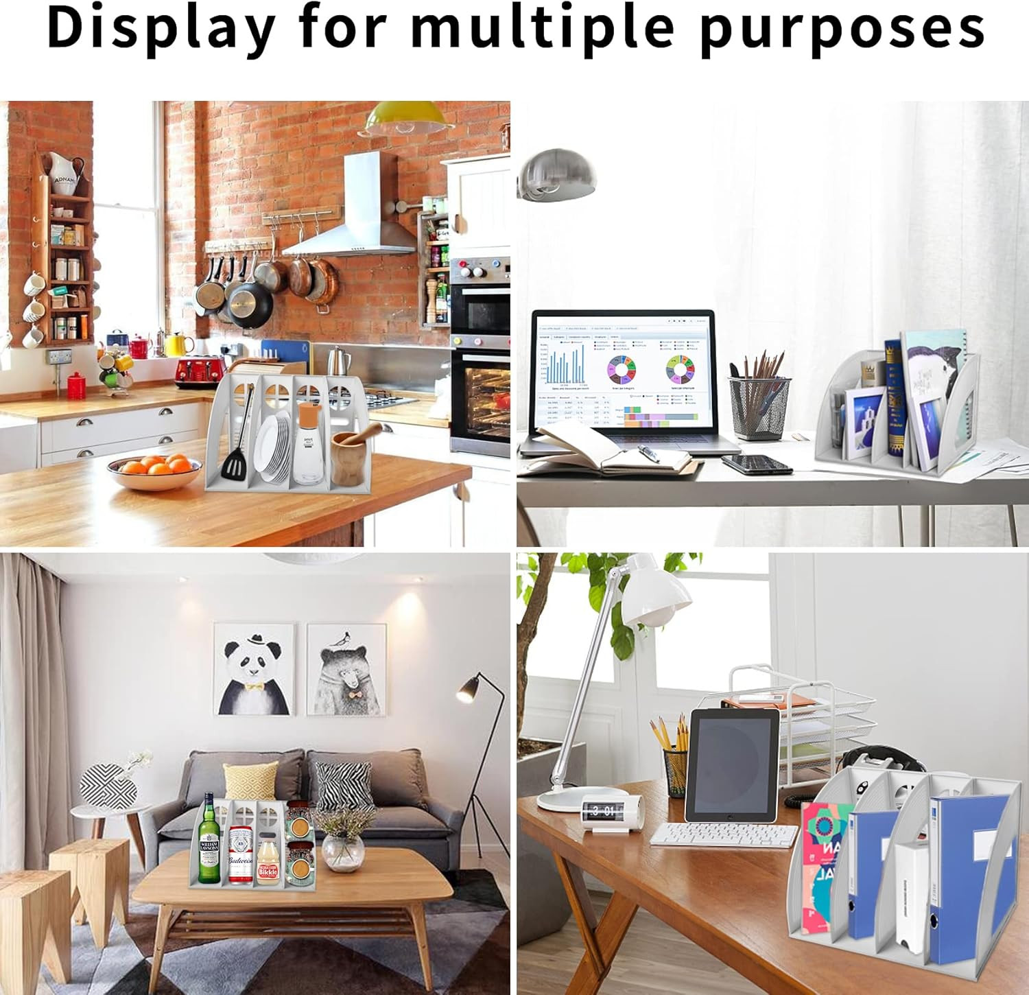 Magazine File Holder Desktop Book Organizer Plastic Storage Sturdy Vertical 4 Se