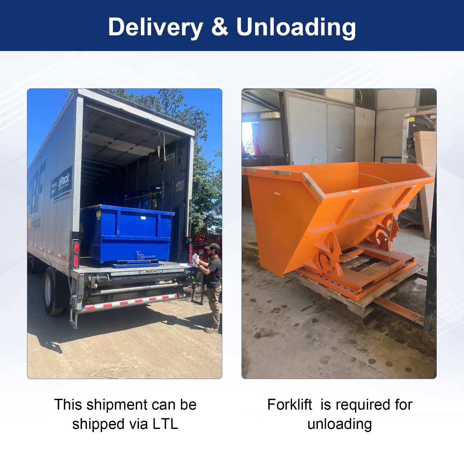 1.5 CY Self Dumping Trash Hopper Dumpster for Forklift/Skid Steer | 6000LB Load