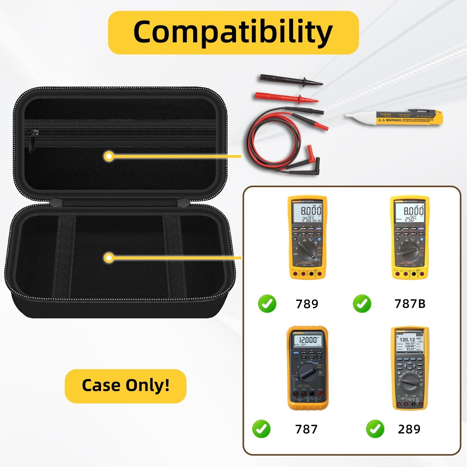 Multimeter Carrying Case for Fluke 789 787B 287 289 1587 FC 87V 88V – Storage Ba
