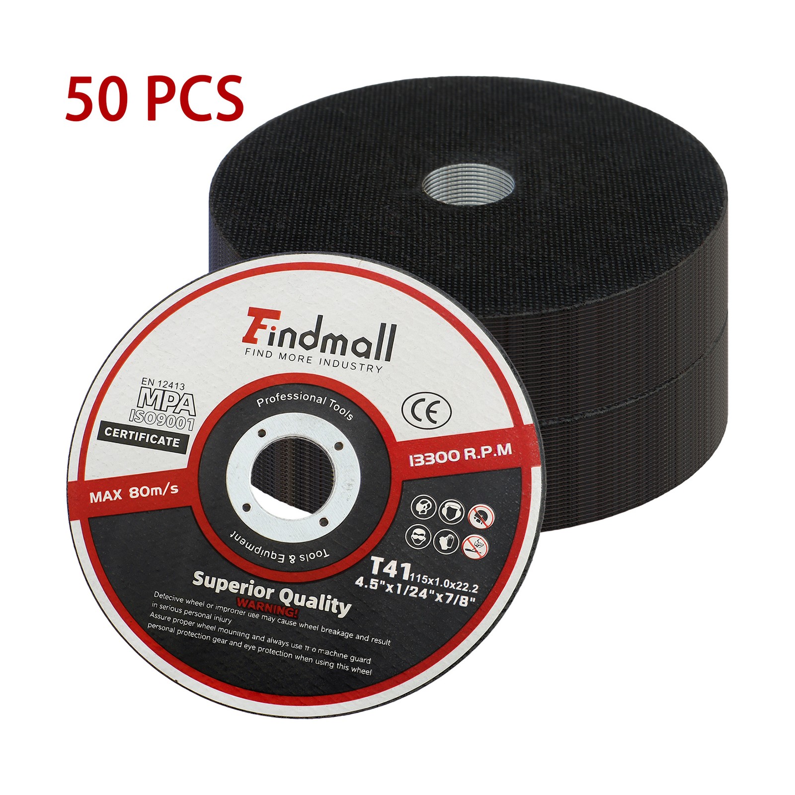 50 Pack Cut Off Wheels 4-1/2 inch Thin Metal & Stainless Steel Cutting Wheel