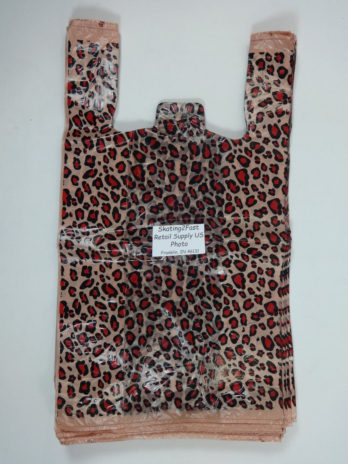 T-Shirt Leopard Print Design Plastic Retail Shopping Bags Handles 11.5″ x6″ x21″