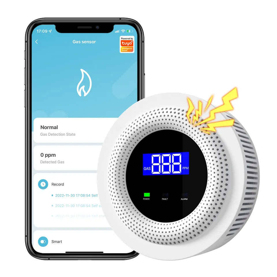 Smart Gas Leak Detector Wifi Digital Natural Gas Leakage Alarm Led Sensor