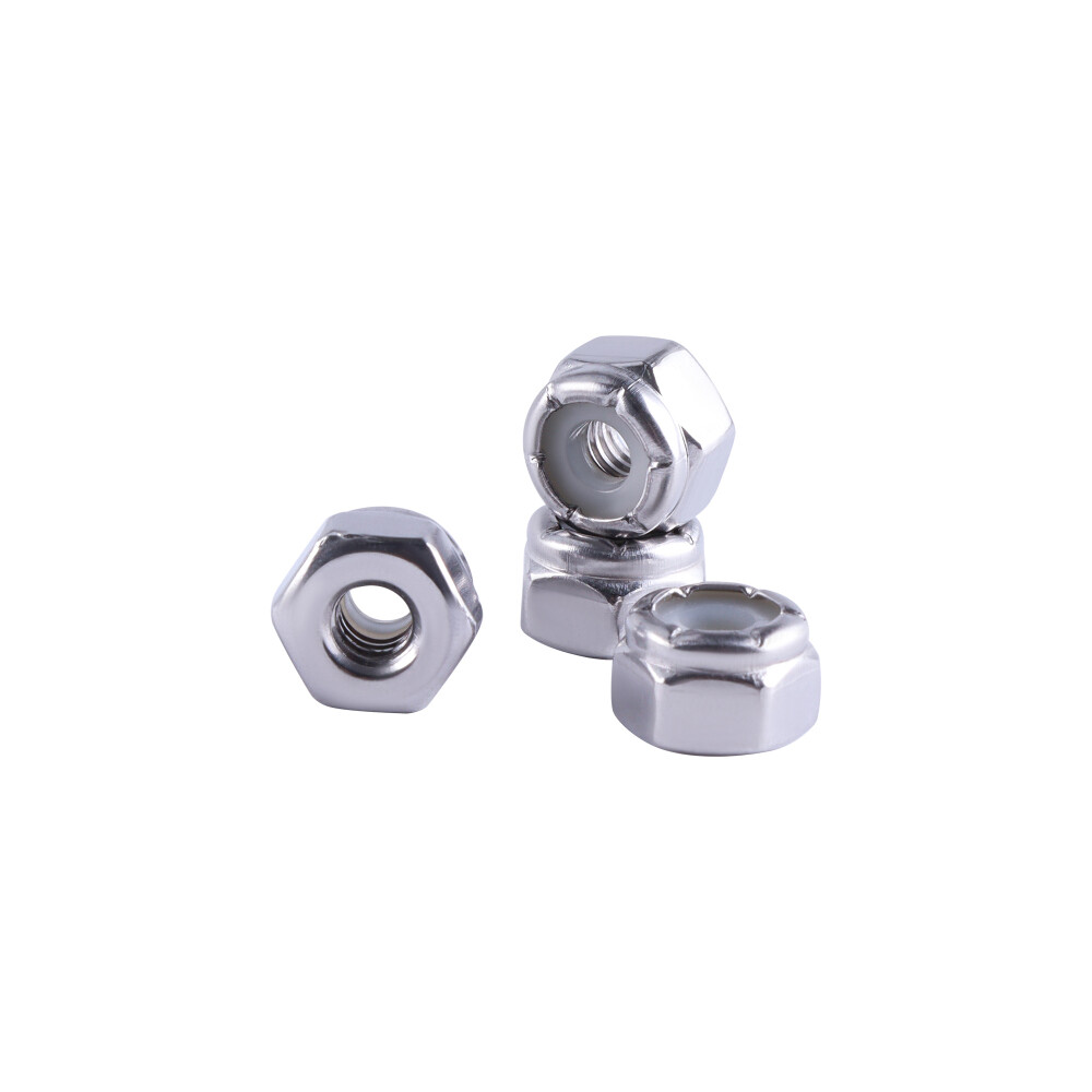 304 Stainless Steel Nylon Insert Hex Lock Nuts Nylock 10 sizes available