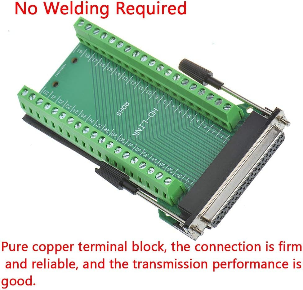 DB37 Solderless RS232 D-SUB Serial to 37-Pin Port Terminal Female Adapter Connec
