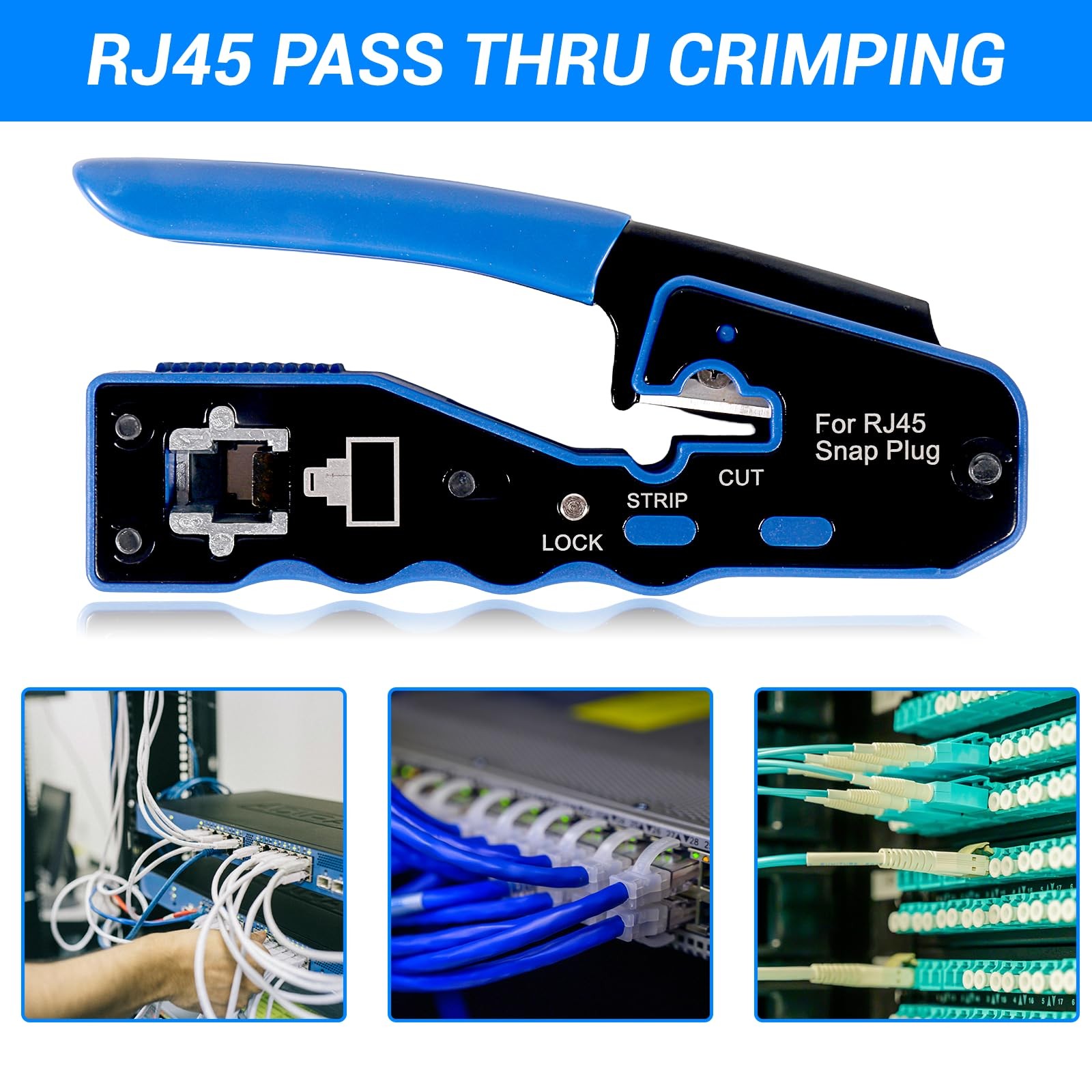 RJ45 Crimp Tool, Pass Thru RJ11 RJ12 Ethernet Crimper for Cat5 Cat6 Connector…