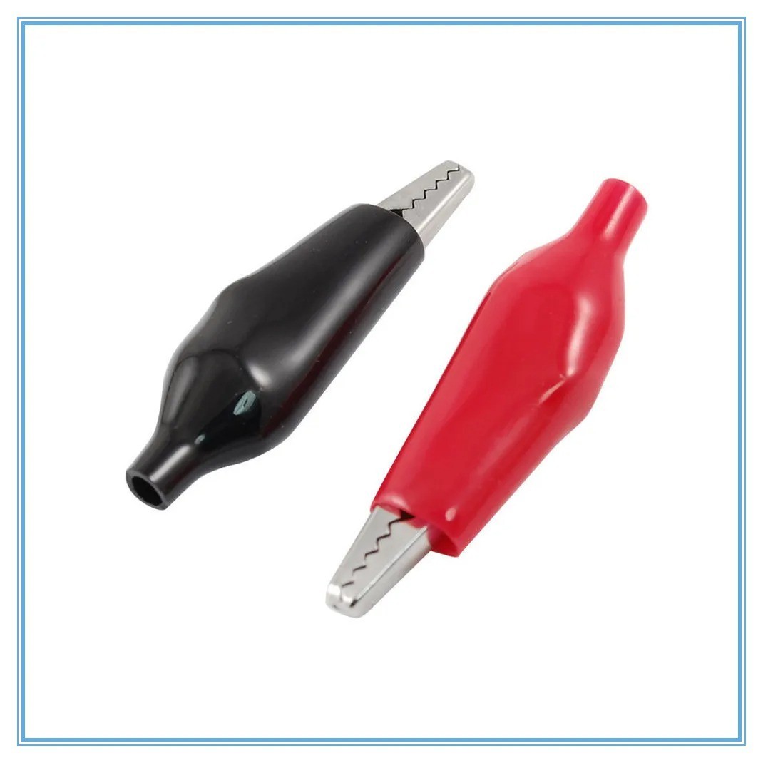 20pcs Black Red Soft Plastic Coated Testing Probe Aligator Clips Crocodile P2001
