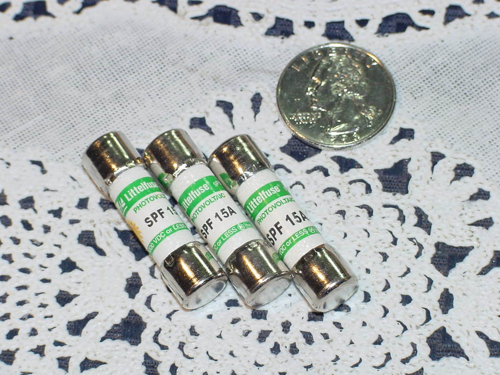 Three (3) Littelfuse SPF 15A Fuse, PHOTOVOLTAIC, 1000VDC or Less, GPV, NEW!