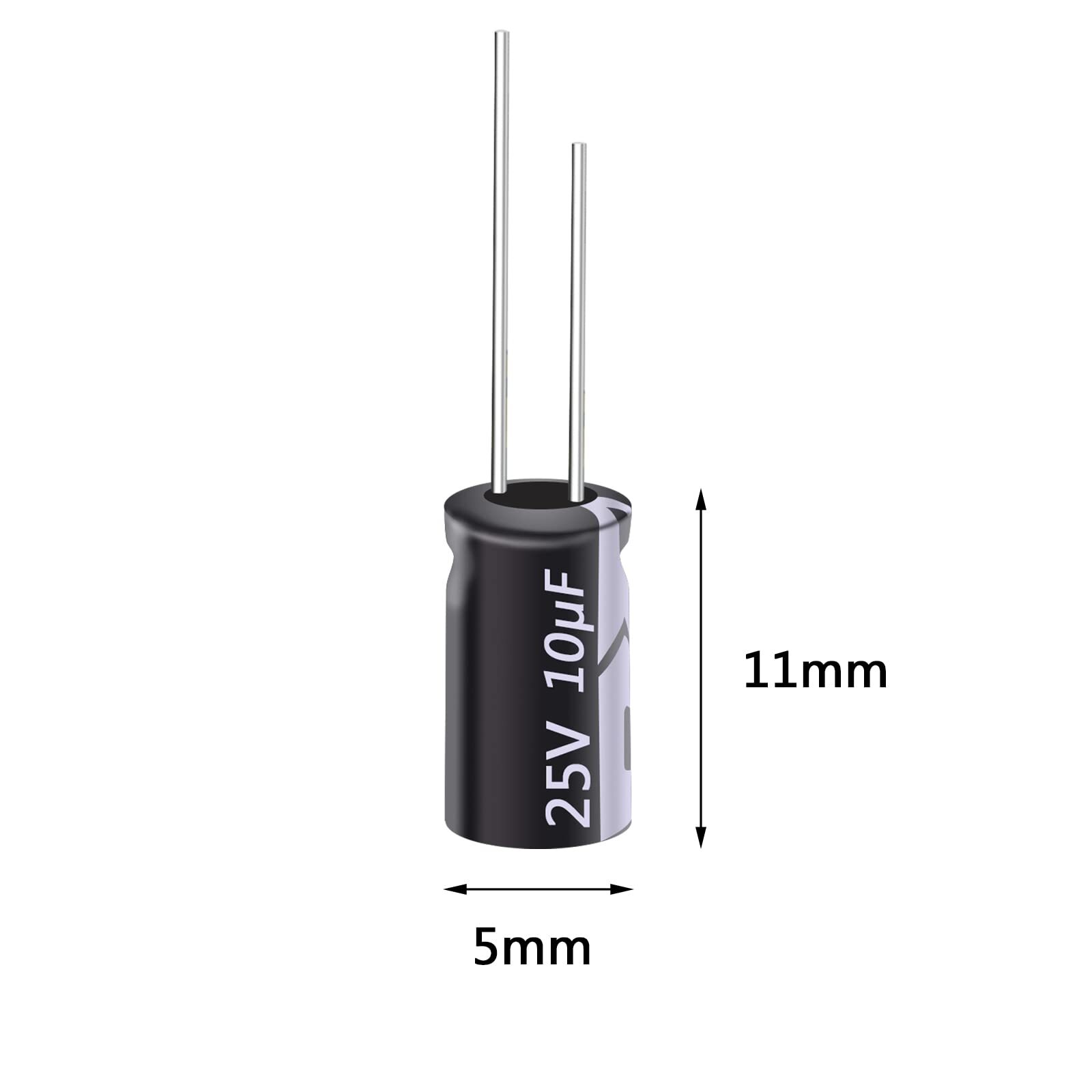 100 Pcs 10UF Capacitor 5x11mm0.2 x0.43in 25v Electrolytic Capacitor Radial Hi…