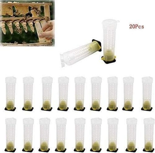 Durable Plastic Queen Bee Roller Cage Kit – 20 Rearing Cups for Beekeepers