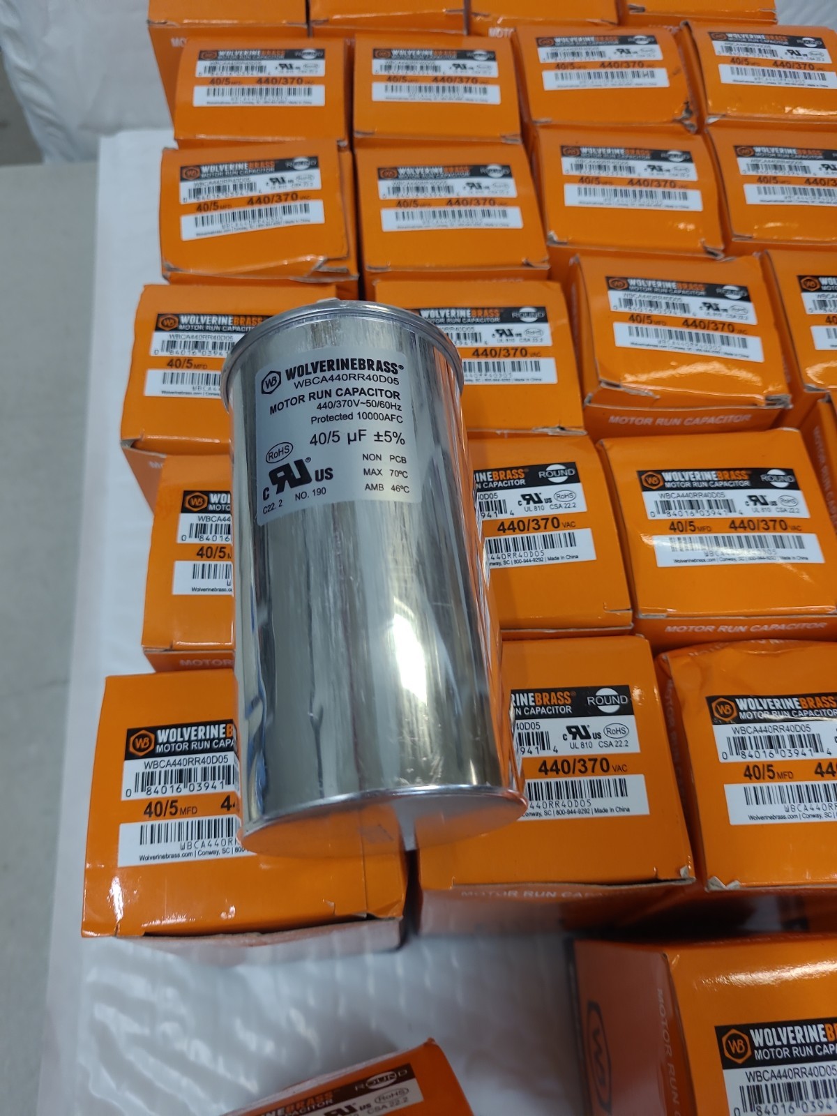 Lot Of 27 Wolverine Brass WBCA440RR40D05 Motor Run Capacitor 440/370V, 40/5mfd