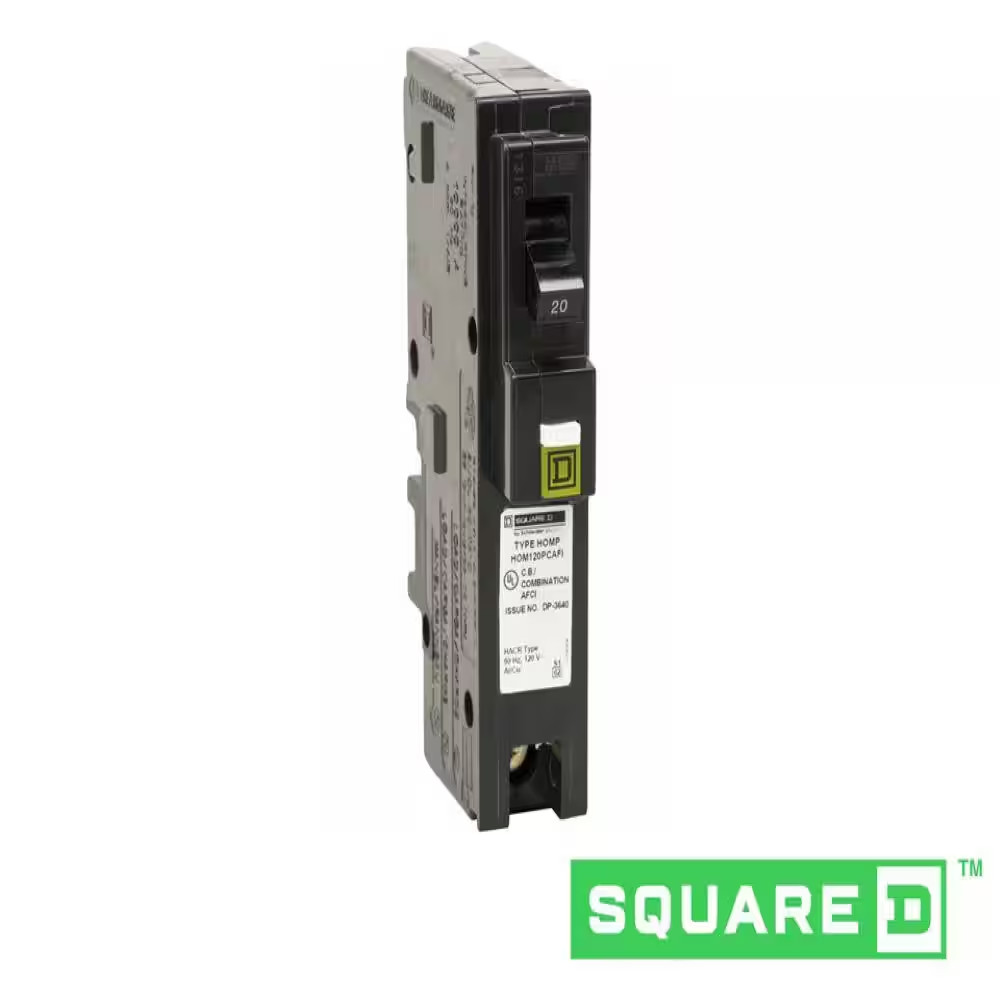 Square D Homeline 20 Amp AFCI Breaker 1 Pole Plug On Neutral Circuit Breaker