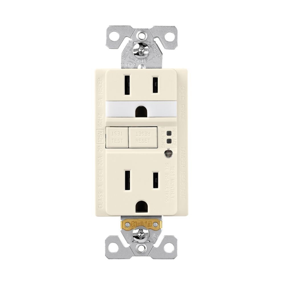 4 x Eaton 15A GFCI Receptacle with Nightlight TRSGFNL15, Light Almond 5-15R LA