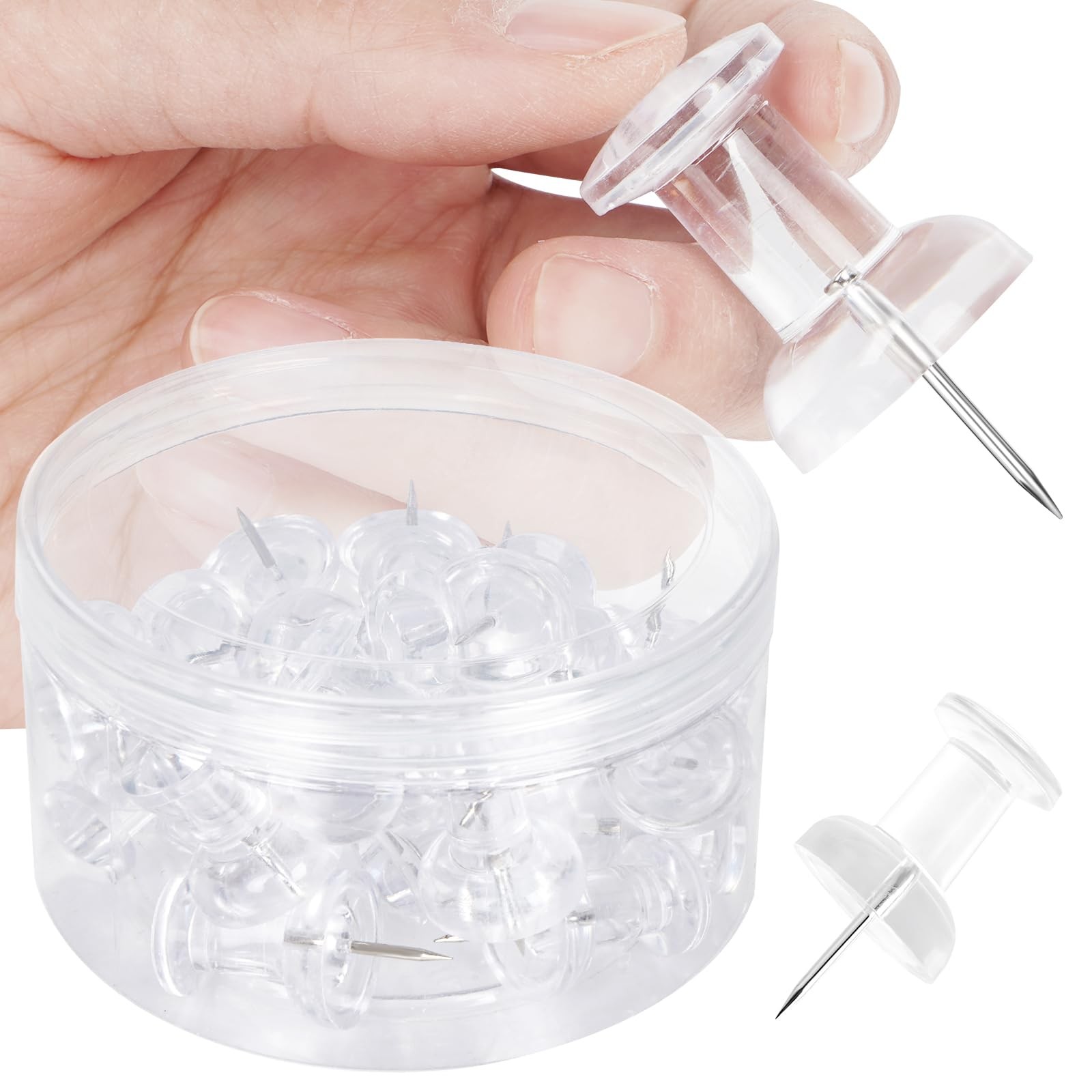 DANRONG 30 PCS Jumbo Push Pins for Bulletin Board, Large 1.81 inches, Clear