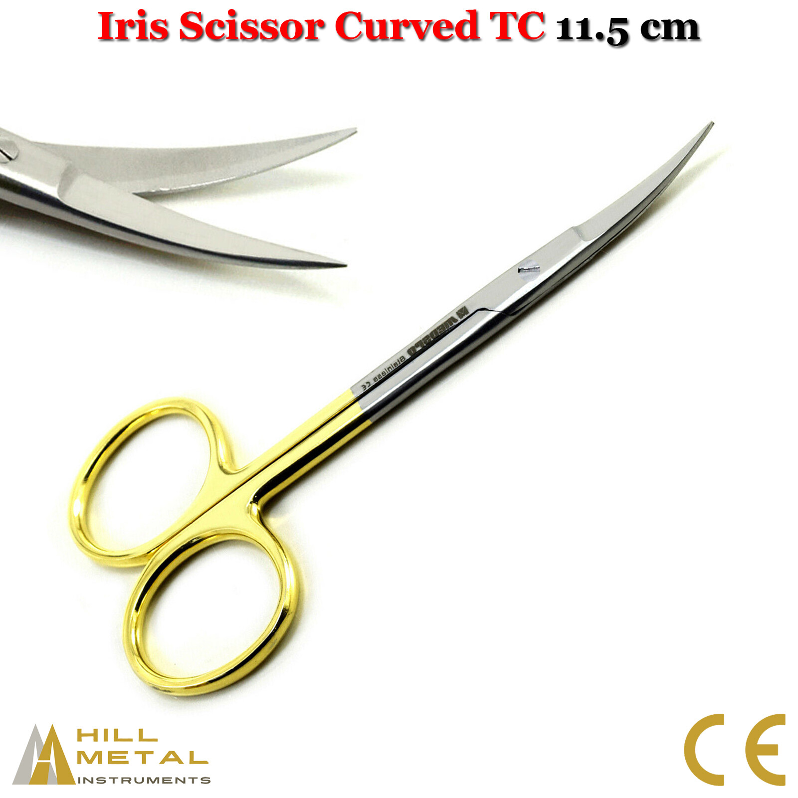 TC Iris Scissors 4.5″ Curved and Straight Dental Surgical Instruments Set of 2