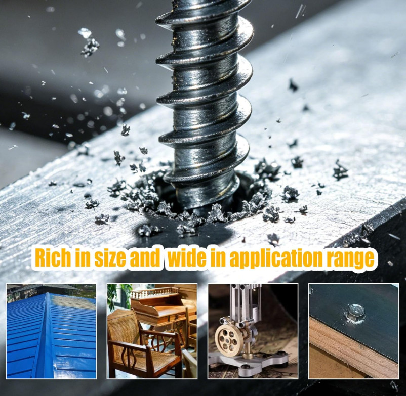 210Pcs ＃8×1″ Self Tapping Screws for Metal,410 Stainless Steel,Metal Screws Self