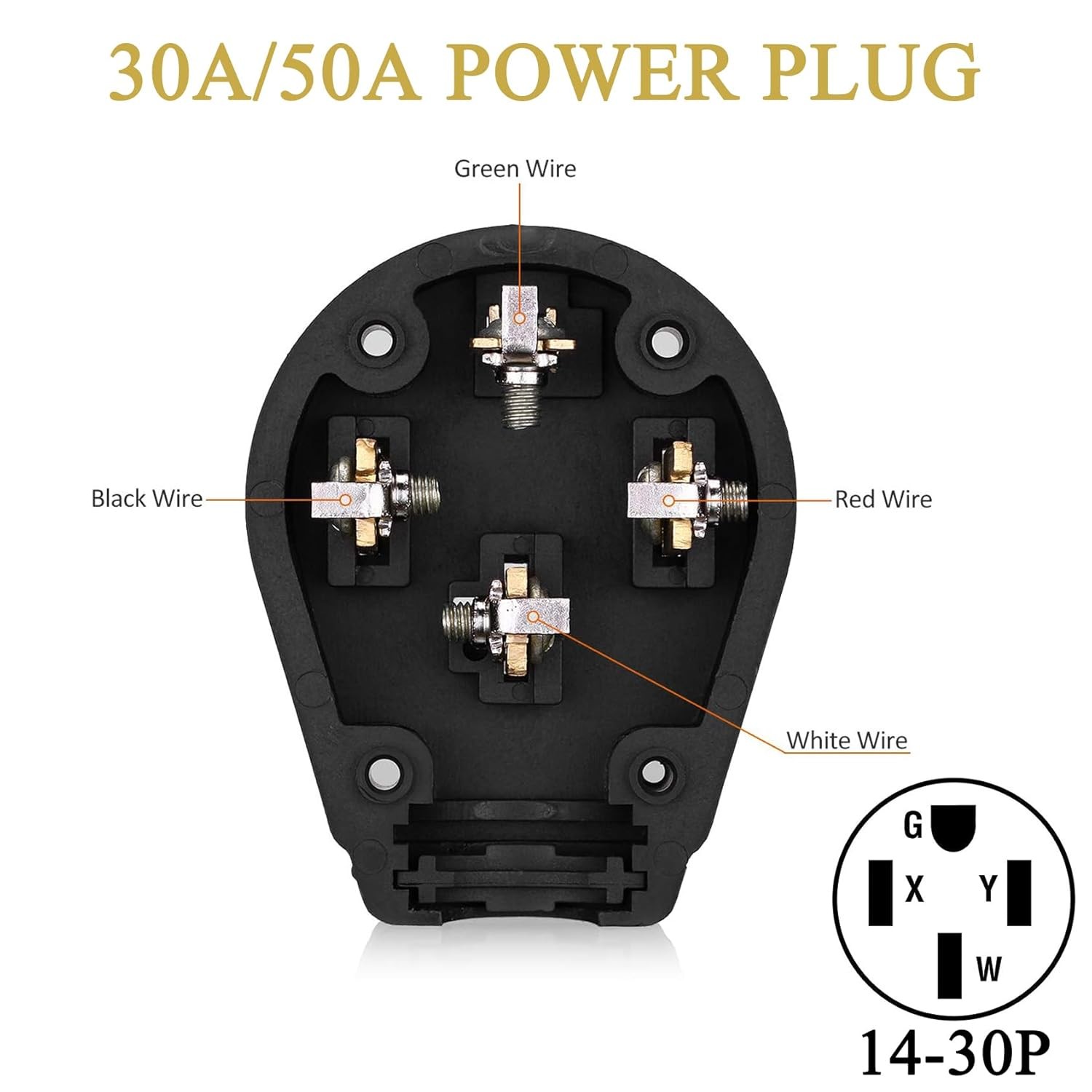 Nema 14-30P Plug 125/250 Volt Plug with 3 Pole 4 Wire Heavy Duty Spec Industrial