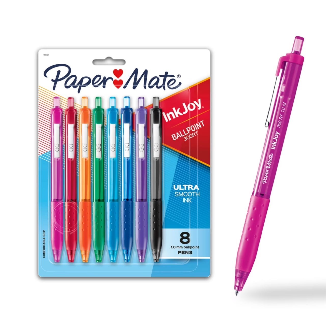 InkJoy Retractable Ballpoint pen, 1.00mm, Assorted Colors, 8 count