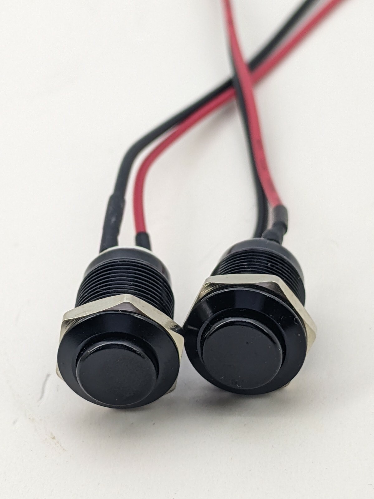 12 MM Push Button High Head Black Momentary Switch with 6 inches 2 wires 5-24 V