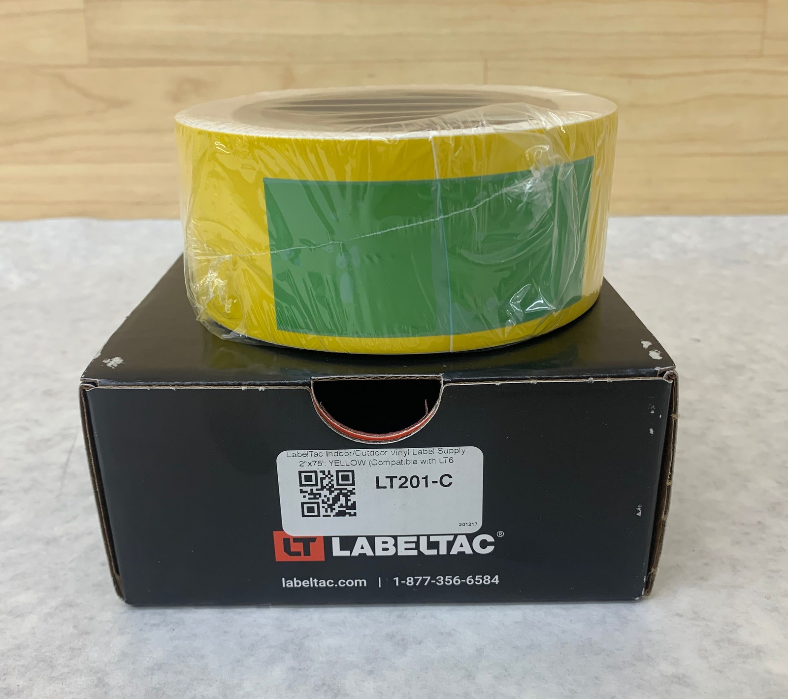 LabelTac LT201-C 2″x75′ Yellow Indoor / Outdoor Vinyl Label for LT6