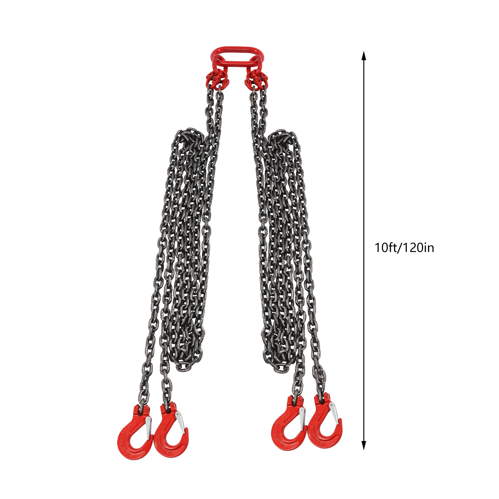 TBvechi Chain Sling 10FT 4 Legs with Sling Hooks Grade 5ton Lifting Chain Sling