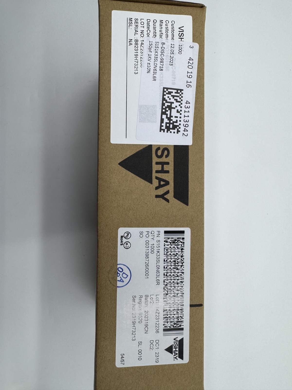 100 PCS S151K33SL0N63L6R Vishay 150 pF ±10% 1000V 1KV Ceramic Capacitor Class 1
