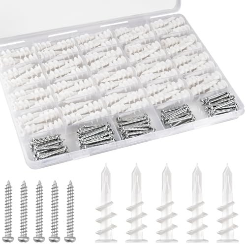 60 or 120pcs #8 Self Drilling Drywall Anchors, Premium Wall 120Pcs, white