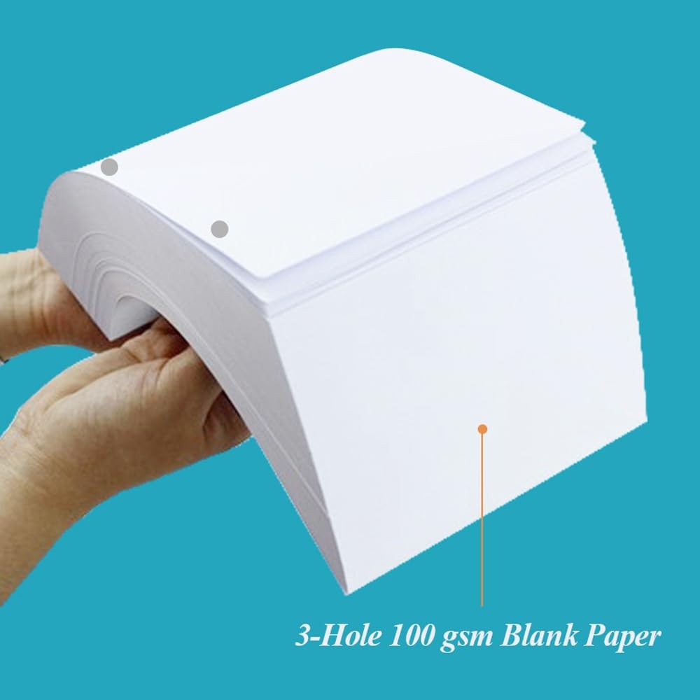 A4 Blank Filler Paper 3-Hole Blank Paper 100Sheets / 200Pages Loose-Leaf Pape…
