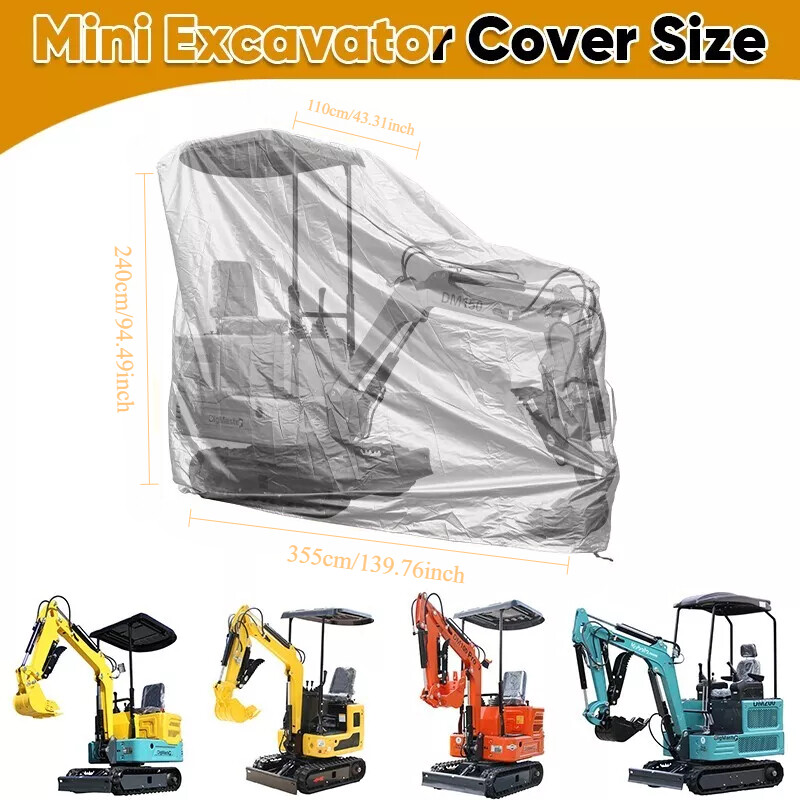 Premium Mini Excavator Cover, Rain, Sun, Freeze and Hail Resistant，0.8T-2T