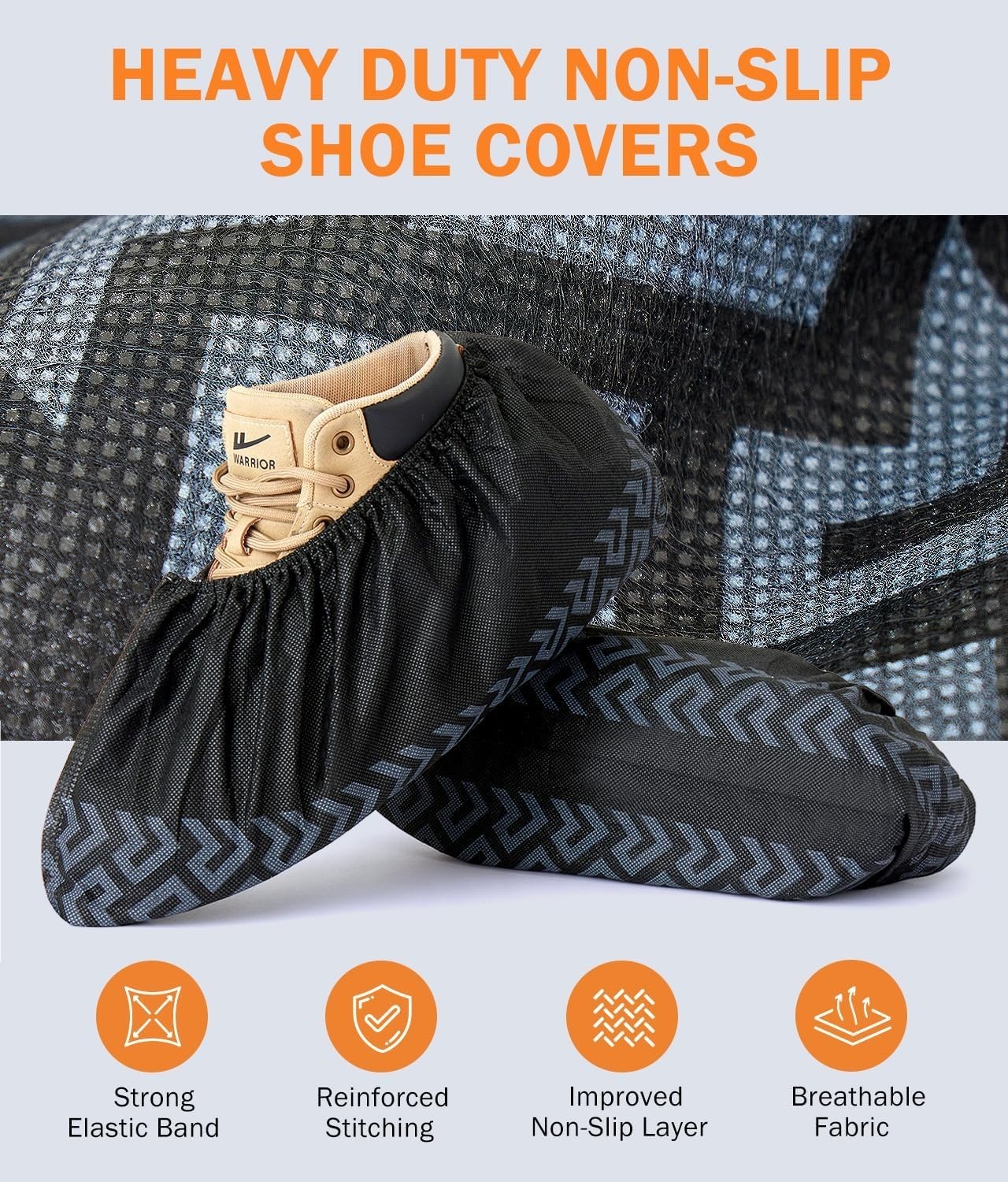 Black Industrial Disposable Shoe Covers Extra Large 100 Pack