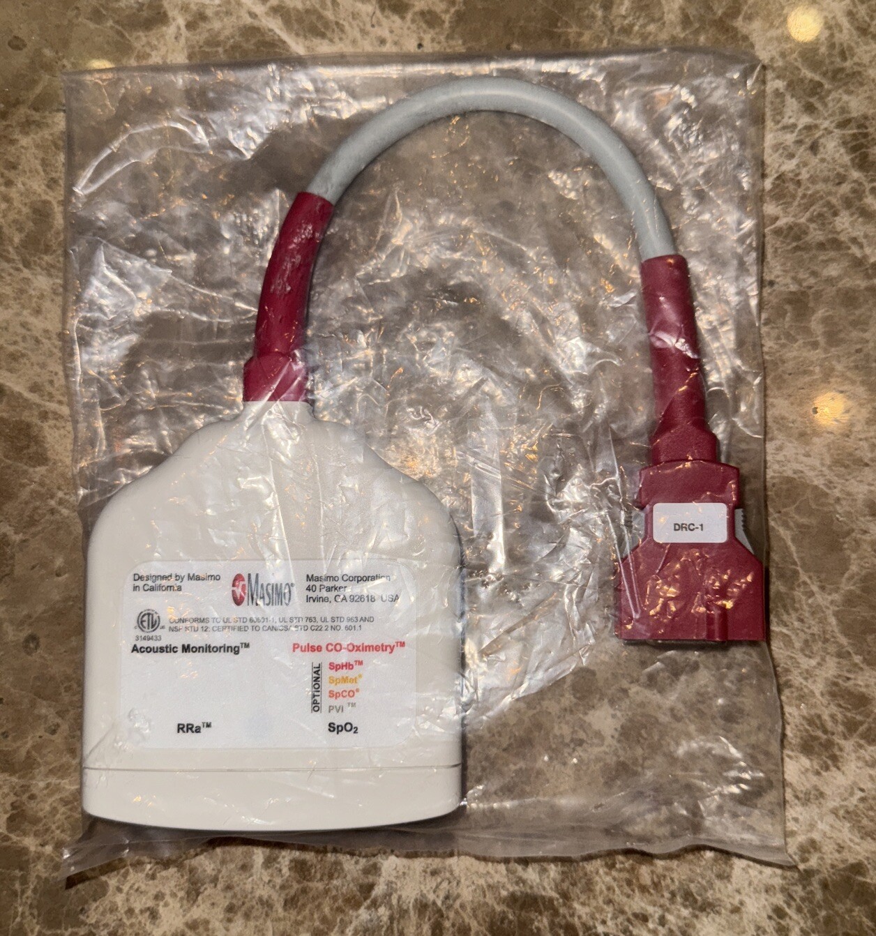 Masimo Rainbow DRC-1 RRA/SpO2 Acoustic Monitoring and Pulse CO-Oximetry Adapter