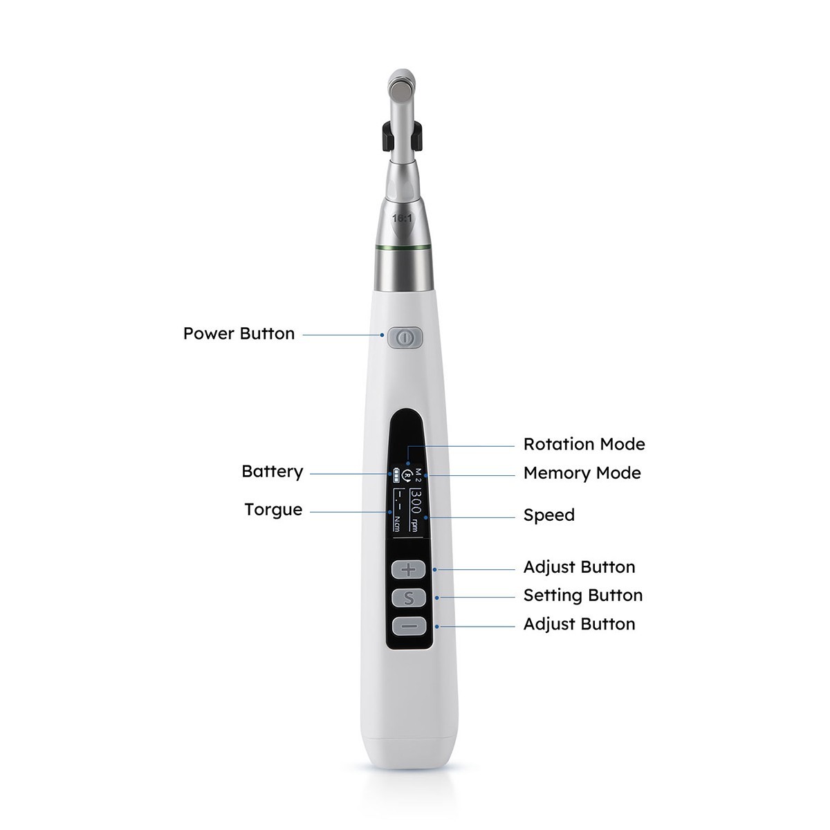 USA Dental Cordless LED Endo Motor 16:1 Reduction Contra Angle Handpiece