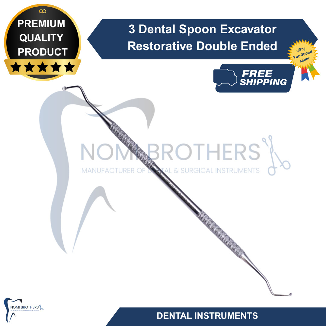 Set of 3 Dental Spoon Excavator Restorative Double Ended Surgical Instruments CE