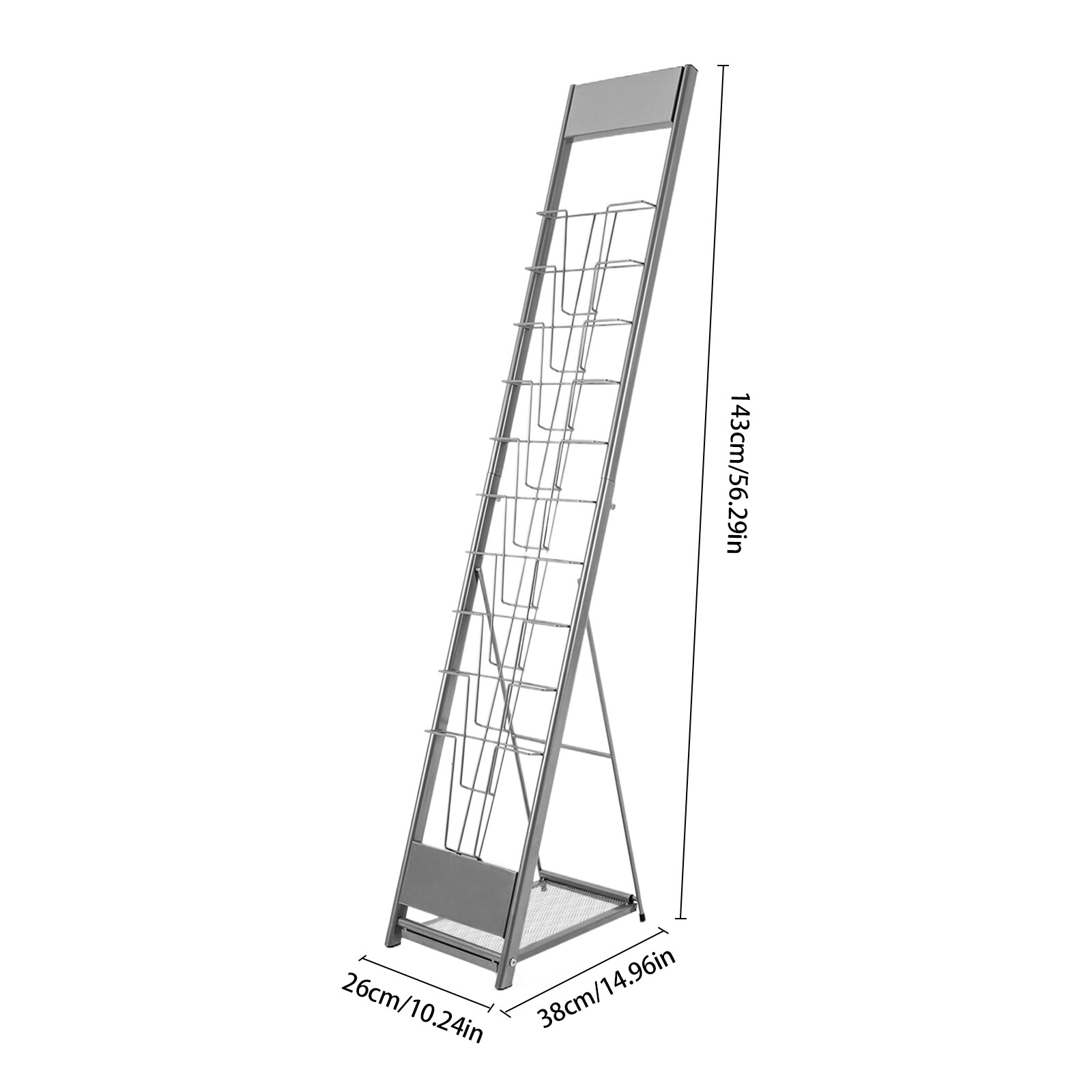 10Tier Floor Standing Literature Rack Brochure Magazine Display Holder Stand