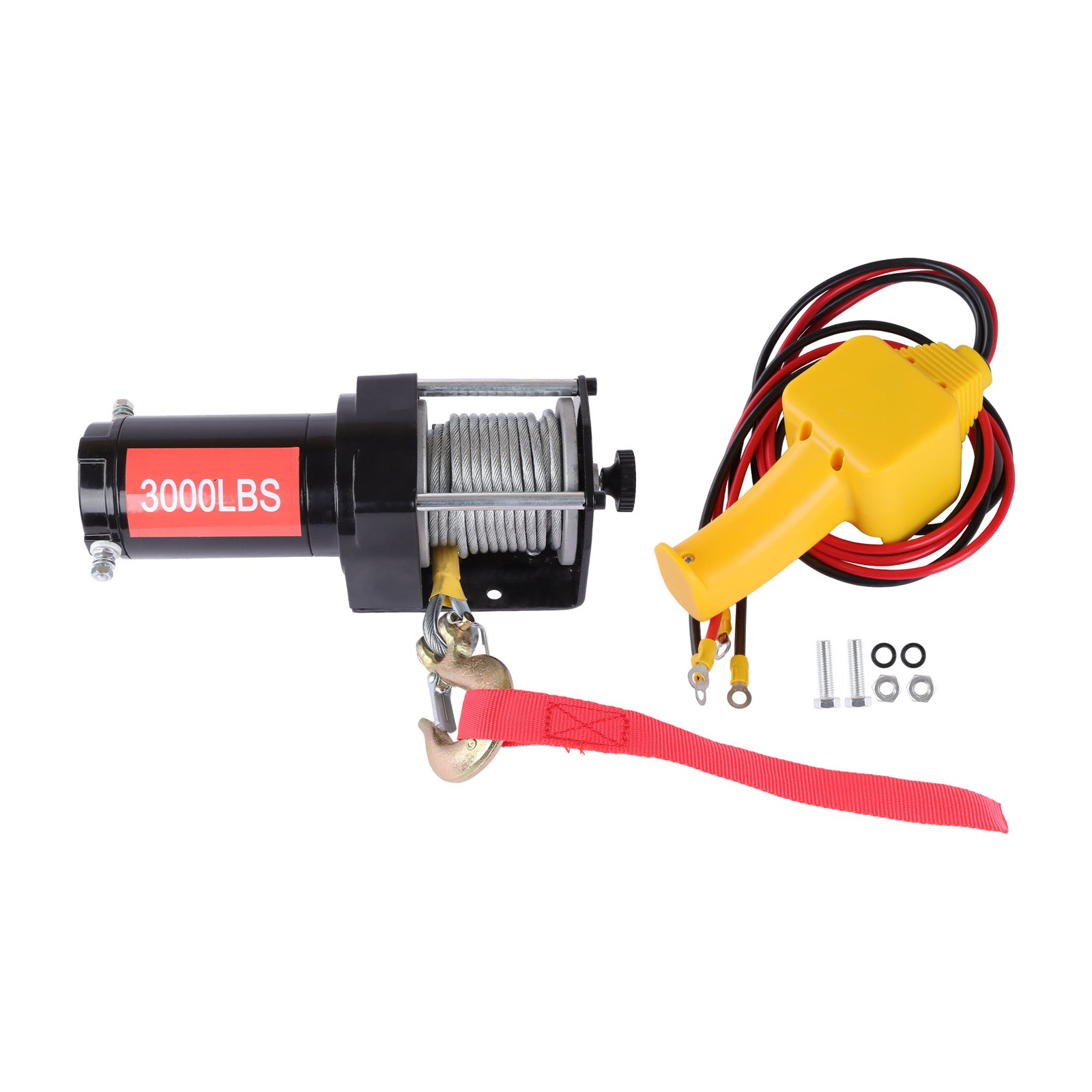 3000lb 32ft Steel Cable Electric Winch 12VDC/1.3HP Copper Motor 135:1 Gear Ratio