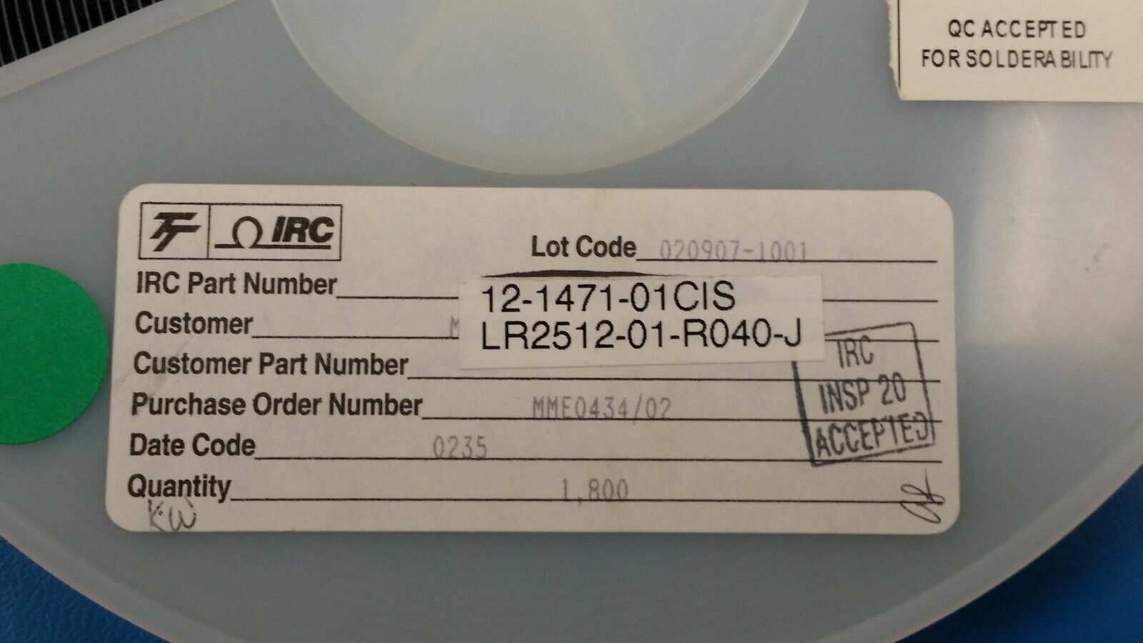 (10 PCS) LR2512-01-R040J IRC Current Sense Resistor 40 mOhm 2w 5% SMD 2512(6332)