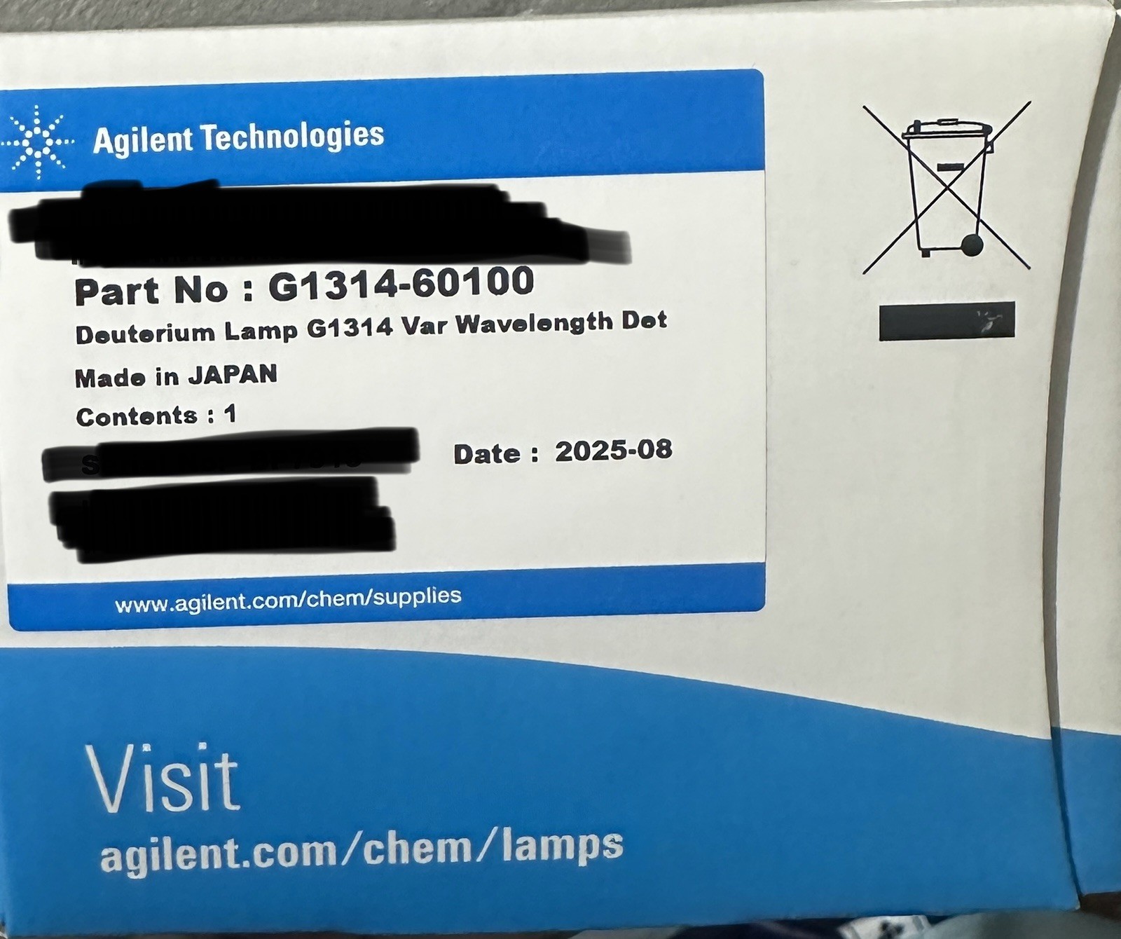 brand new original agilent deuterium lamp G1314-60100