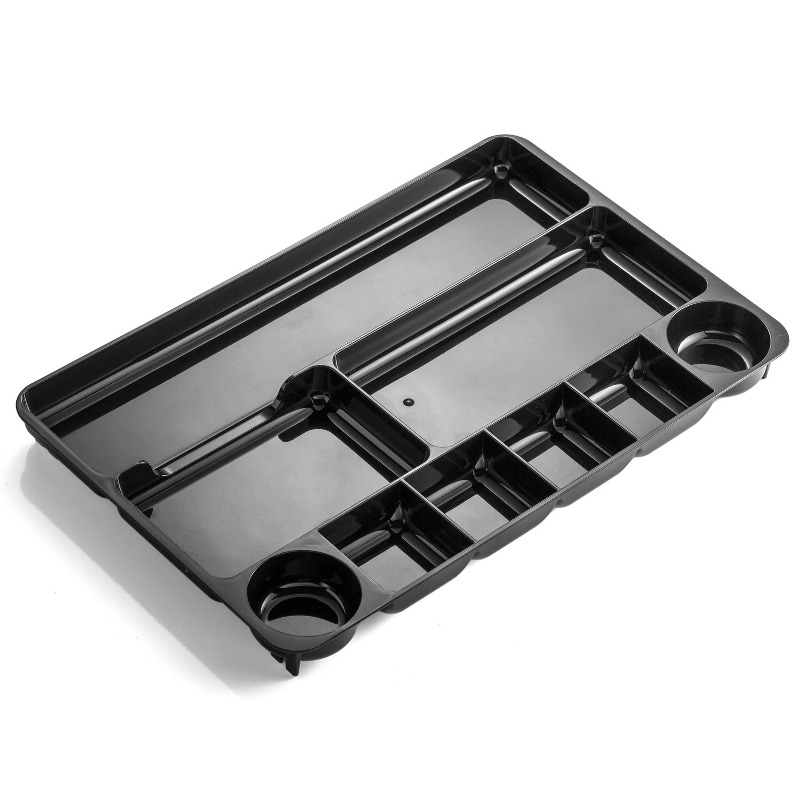 Black Recycled Plastic Desk Drawer Organizer 9 Compartment 14x9x1.13 Inch