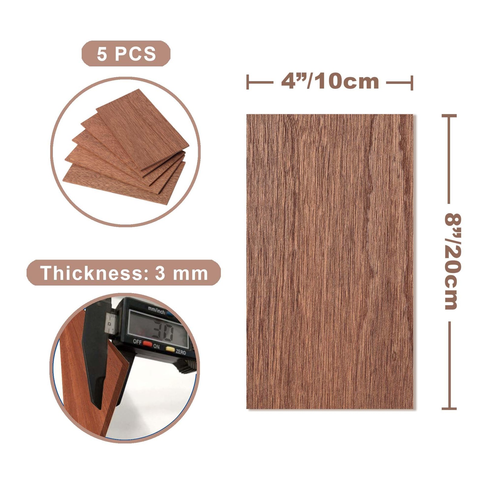 African Mahogany Wood Sheets 1/8″ Thick, 4×8 inch Lumber Veneer Pieces Planks…
